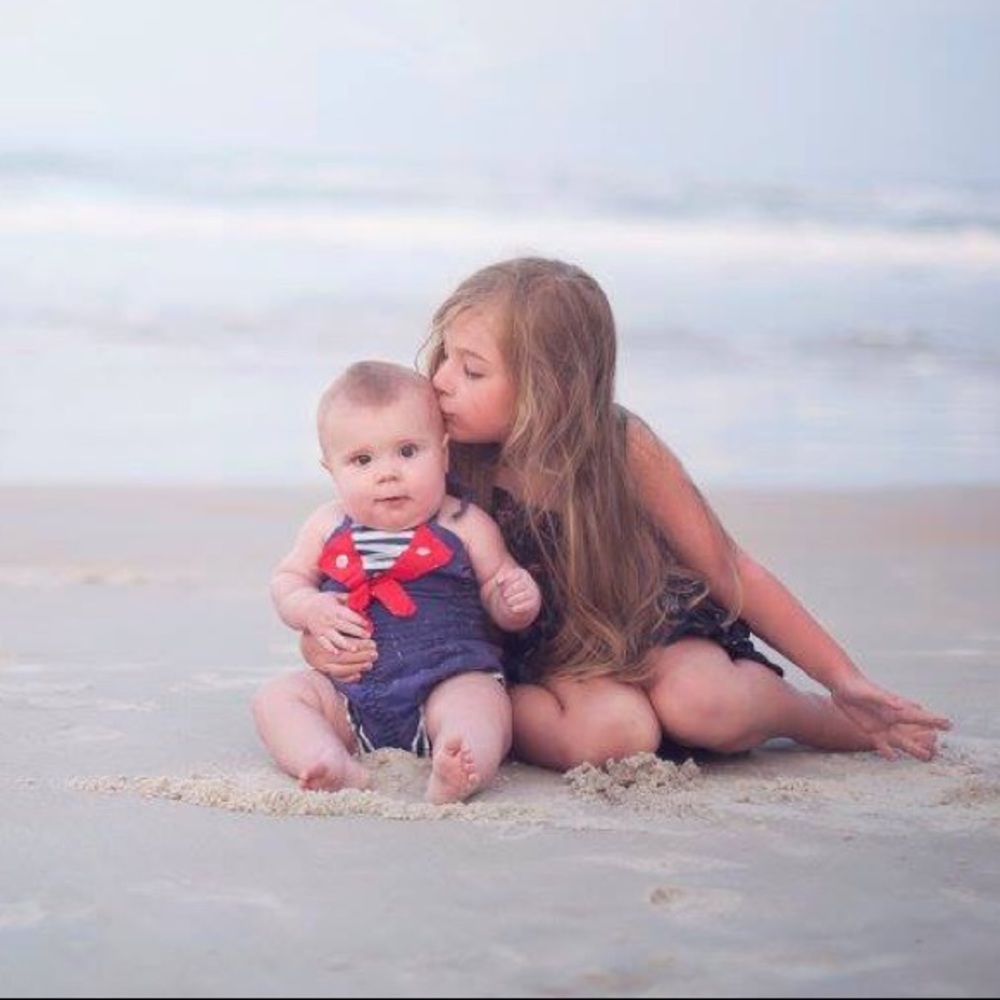 True Vintage 40s 50s Childs Sailor Swimsuit Cotton